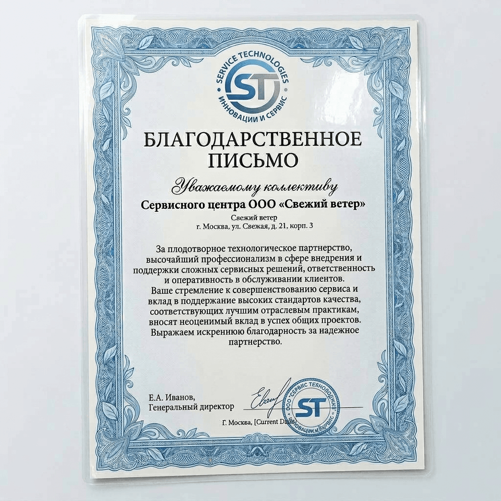 Благодарность от Vertu Technologies